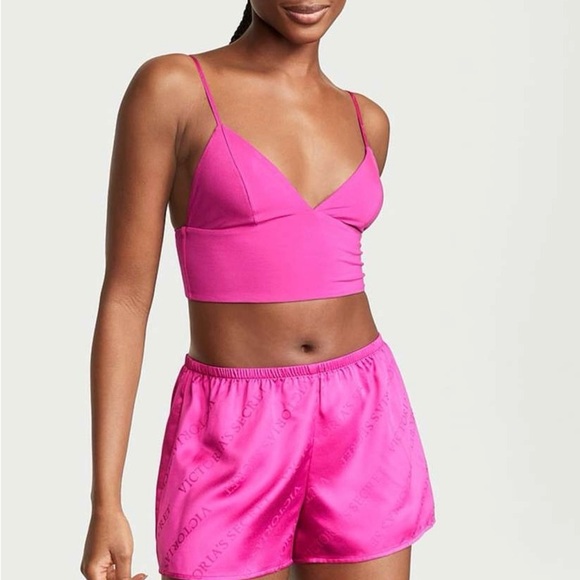 NWT Victoria's Secret Frenzy Modal Adjustable Crop Cami Top in Fuchsia Pink XL - Picture 2 of 9